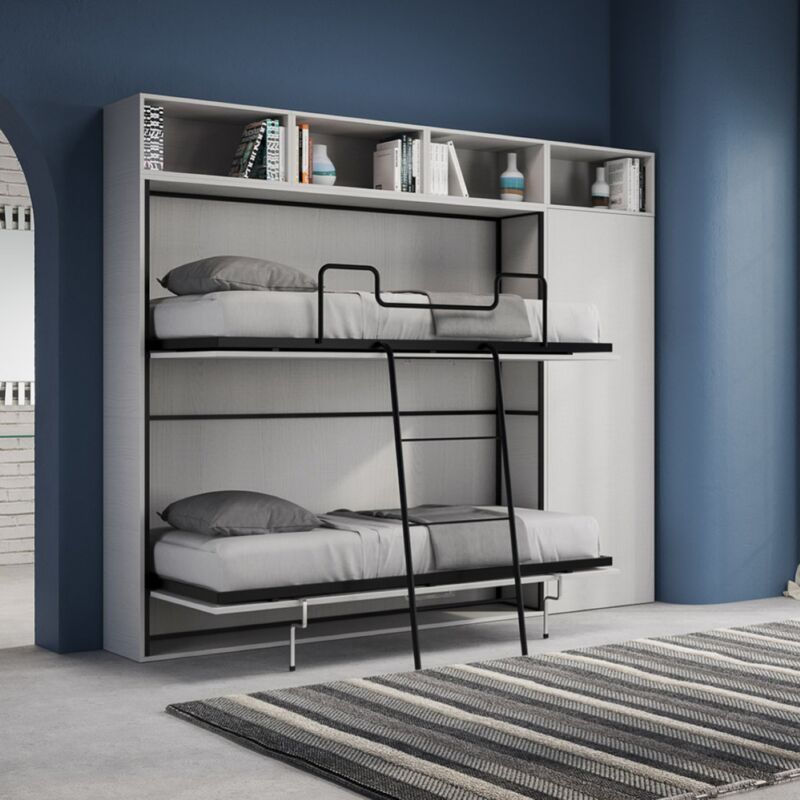 foto del prodotto liberoshopping letto a castello nabor a scomparsa bianco frassino composizione i