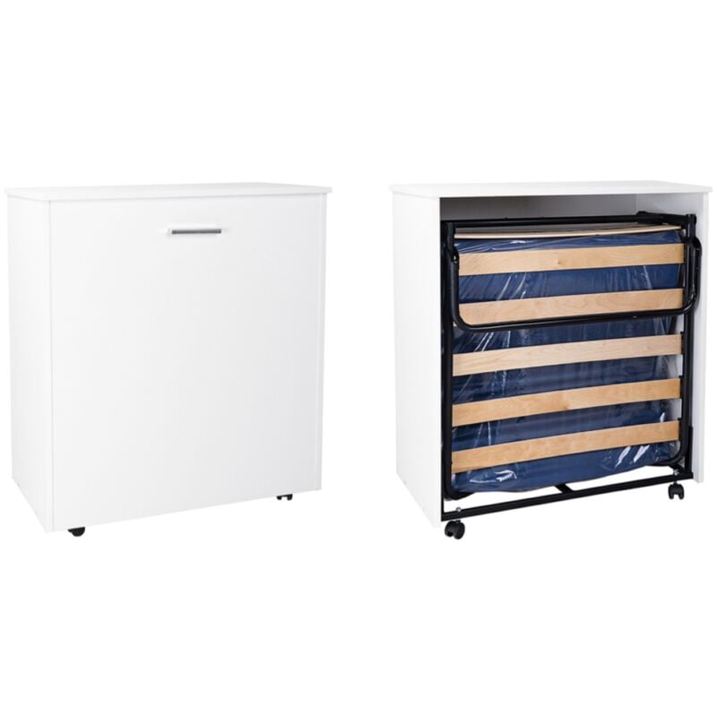 foto del prodotto liberoshopping letto a scomparsa estraibile salvaspazio con materasso 80x180 bianco frassino