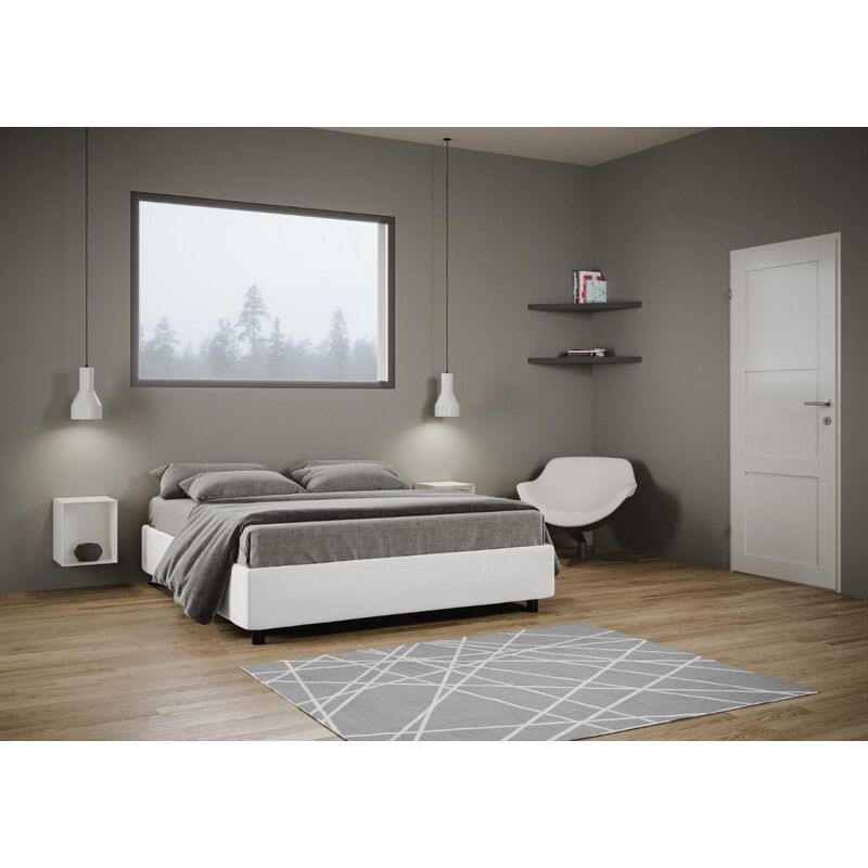 foto del prodotto liberoshopping letto matrimoniale sommier azelia bianco senza contenitore con rete a doghe