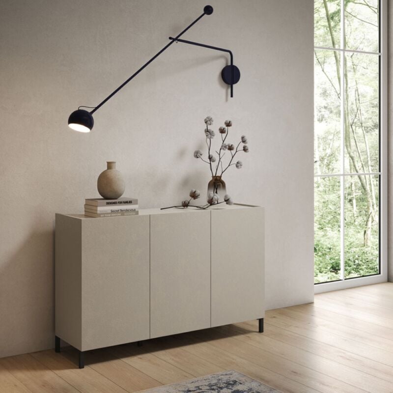 foto del prodotto liberoshopping madia in legno 130 cm a 3 ante e 2 vani con ripiani grigio haras