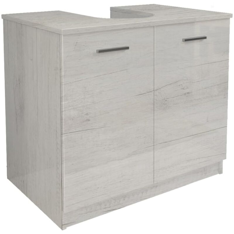foto del prodotto liberoshopping mobile bagno copricolonna lavello con 2 ante in legno quercia bianco