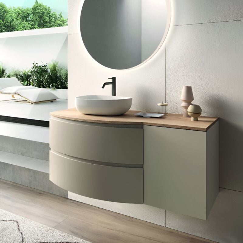 foto del prodotto liberoshopping mobile bagno sospeso 120 cm zora tortora opaco con top e lavabo d appoggio
