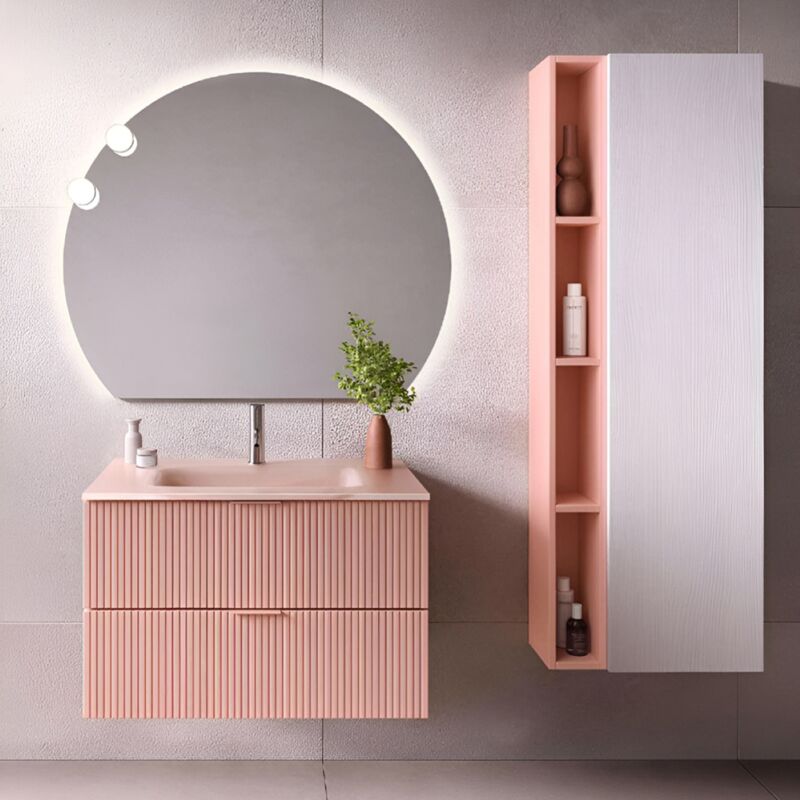 foto del prodotto liberoshopping mobile bagno sospeso 80 cm con lavabo e 2 cassetti lyra rosa opaco