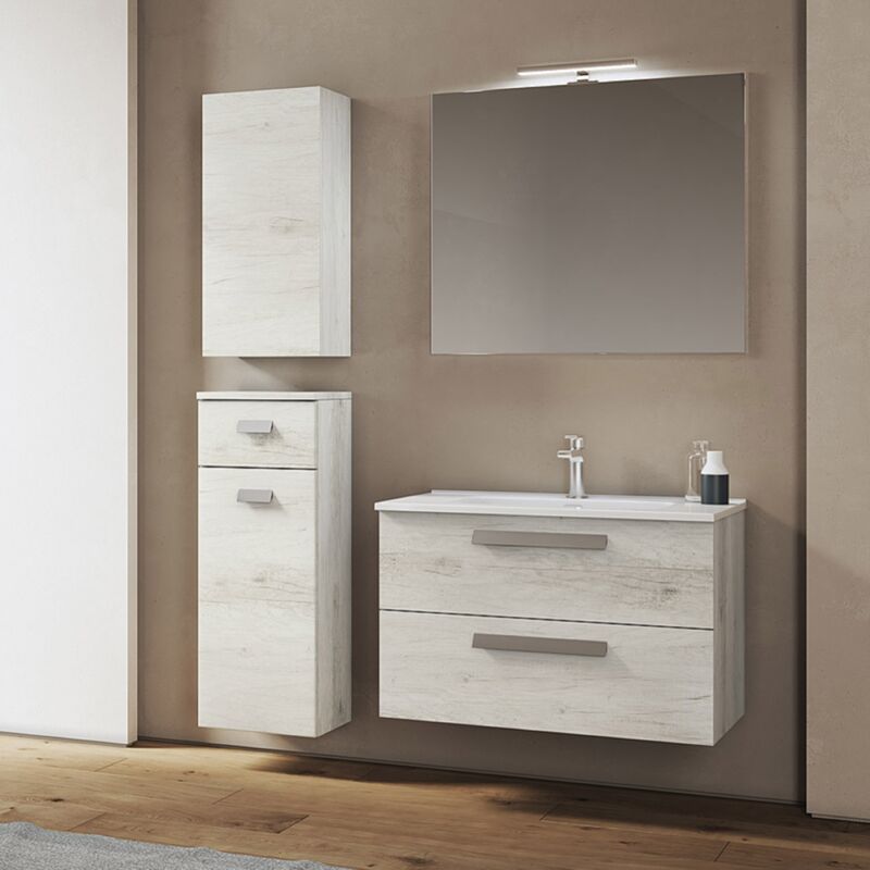 foto del prodotto liberoshopping mobile bagno sospeso 82 cm base 2 cassetti con lavabo angela1 quercia bianco