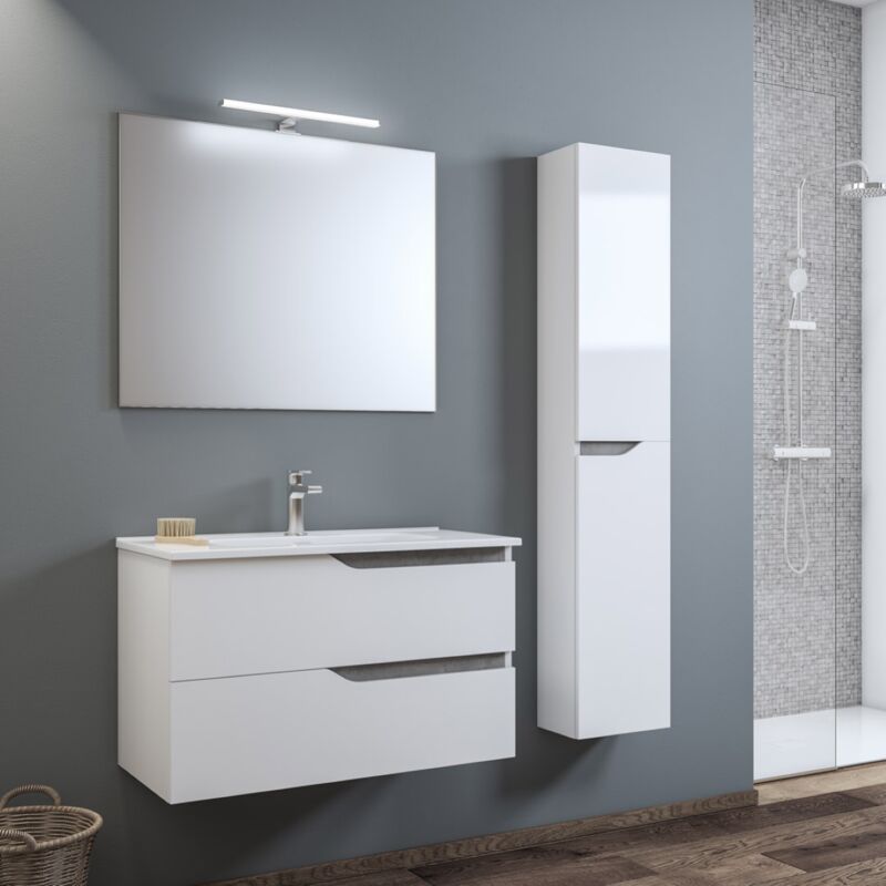 foto del prodotto liberoshopping mobile bagno sospeso 82 cm bianco con specchio e lavabo grace2