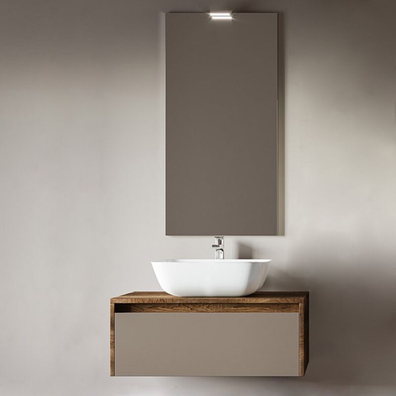 foto del prodotto liberoshopping mobile bagno sospeso 82 cm con cassetto e lavabo tabacco luna3