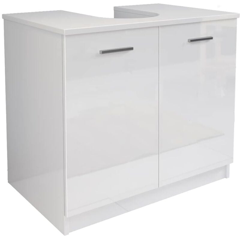 foto del prodotto liberoshopping mobile bagno sotto lavello copricolonna con 2 ante in legno bianco lucido