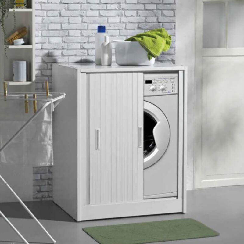 foto del prodotto liberoshopping mobile coprilavatrice con chiusura a serranda orizzontale 71x60 cm bianco
