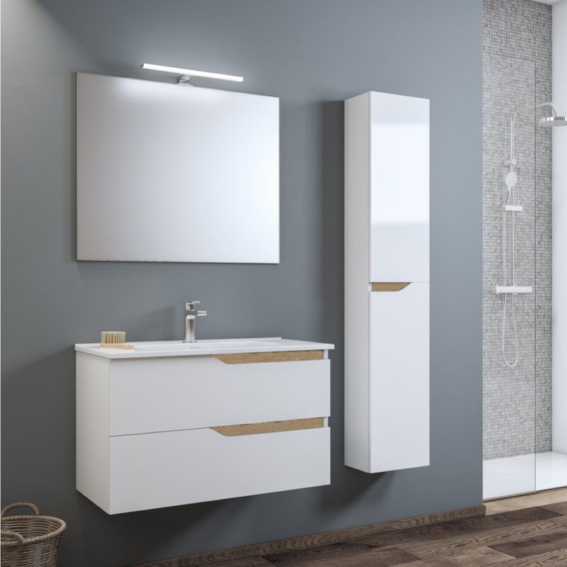 foto del prodotto liberoshopping mobile da bagno sospeso base con lavabo 102 cm grace2 bianco lucido
