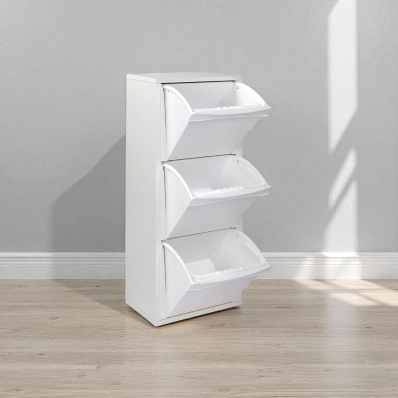 foto del prodotto liberoshopping - mobile in legno per raccolta differenziata a 3 vani 40x101h cm bianco