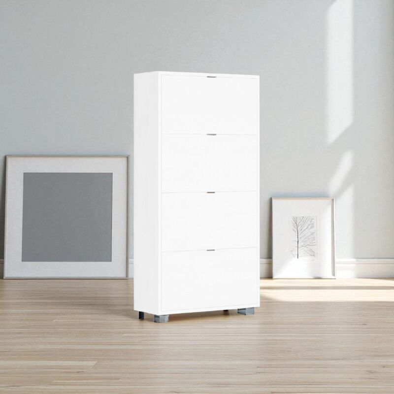 foto del prodotto liberoshopping mobile scarpiera con 4 ante a ribalta 76xh155 cm bianco lucido