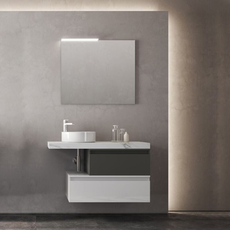 foto del prodotto liberoshopping mobile sospeso bagno 100 cm con specchio led e lavabo ninfa2