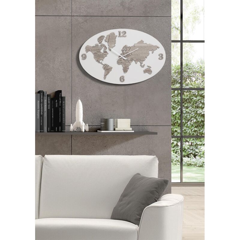 foto del prodotto liberoshopping - orologio da parete 70x45 cm planisfero in legno laminato rsn