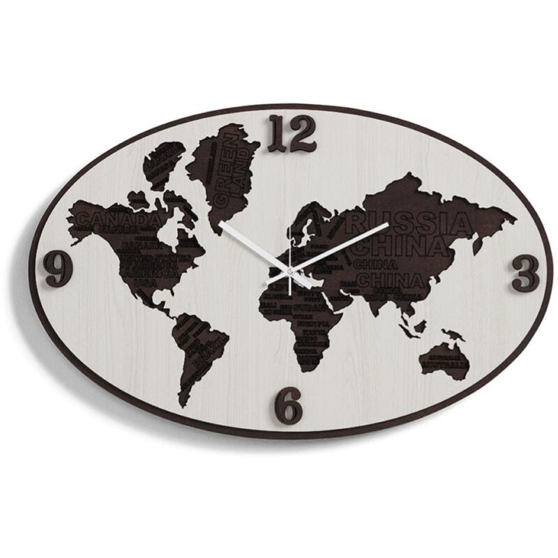 foto del prodotto liberoshopping orologio da parete in legno laminato planisfero2 70x45 cm rsn