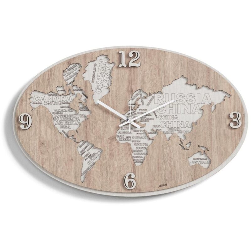 foto del prodotto liberoshopping orologio da parete in legno laminato planisfero2 70x45 cm tte