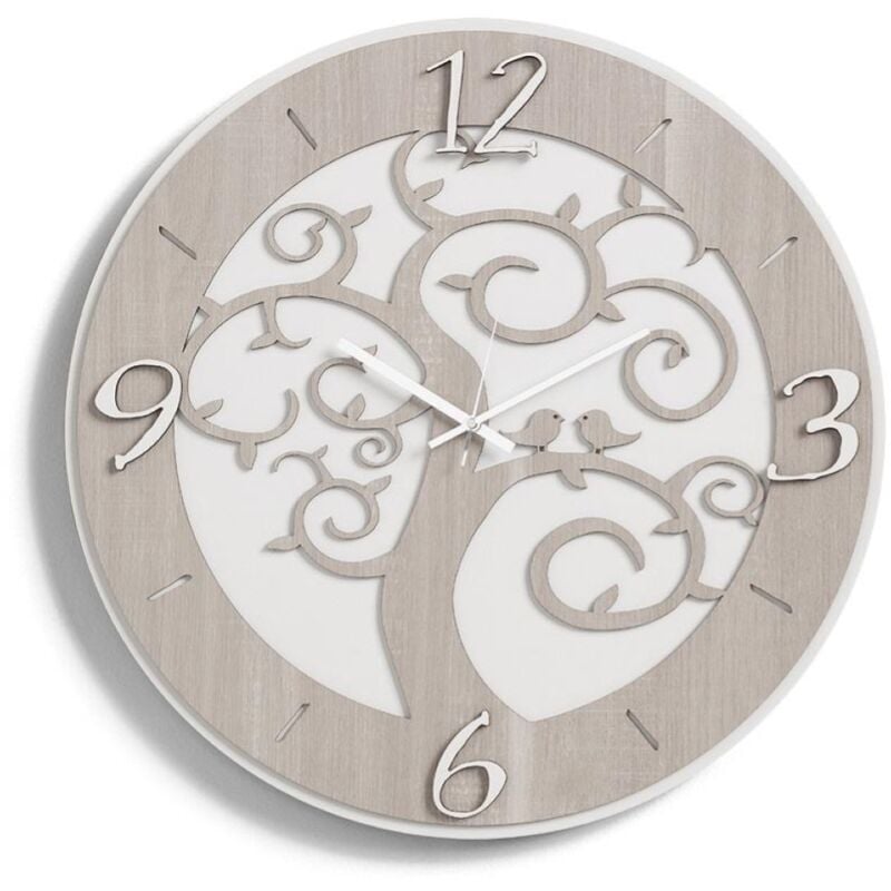 foto del prodotto liberoshopping orologio da parete moderno albero della vita in legno laminato diametro 30cm brc