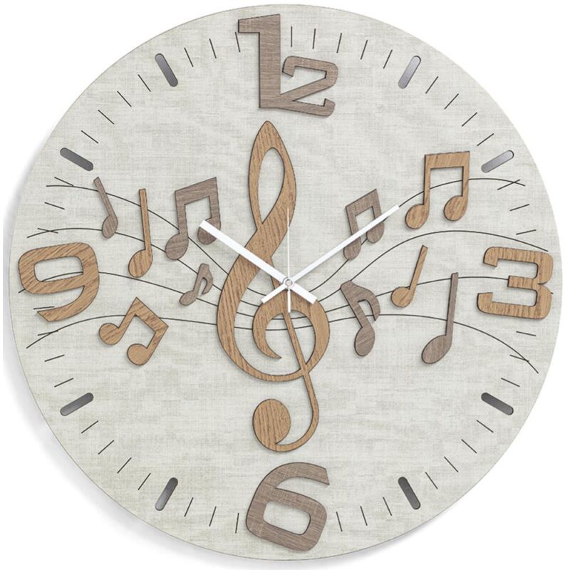 foto del prodotto liberoshopping orologio da parete moderno d30 cm music in legno laminato trs