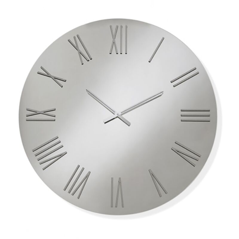 foto del prodotto liberoshopping orologio da parete rotondo d60 cm in cristallo chiaro e numeri argento sean