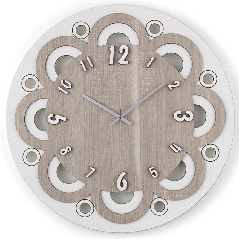 foto del prodotto liberoshopping orologio da parete tondo d30 in legno laminato brc margherita
