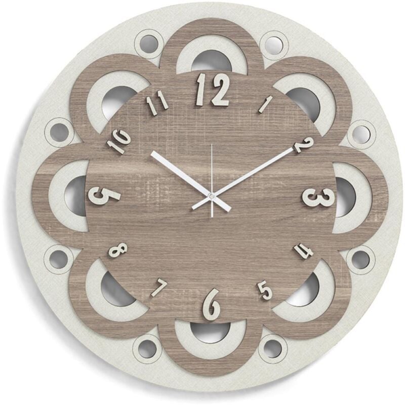 foto del prodotto liberoshopping orologio da parete tondo d30 in legno laminato trs margherita