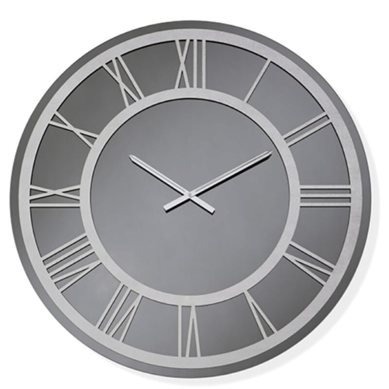 foto del prodotto liberoshopping orologio ethan rotondo d60 cm in cristallo fume e numeri argento