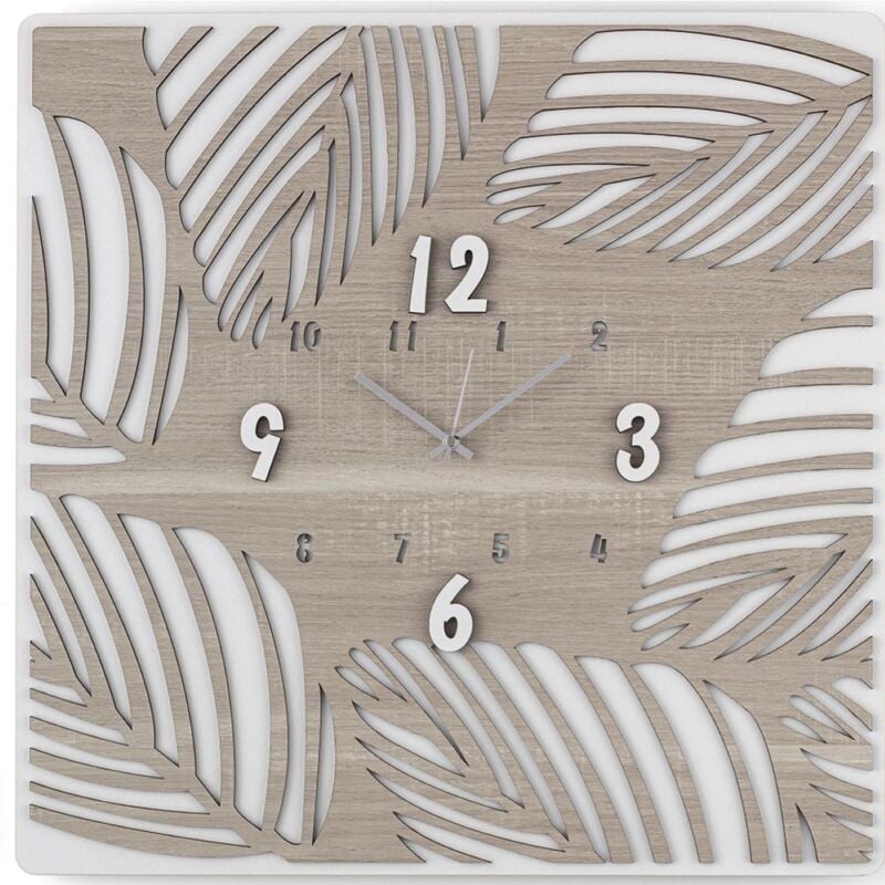 foto del prodotto liberoshopping orologio quadrato 30x30 cm da parete tropical legno laminato brc