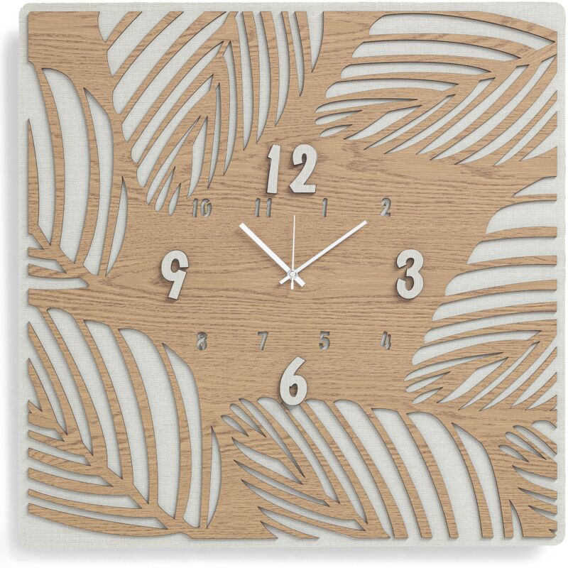 foto del prodotto liberoshopping orologio quadrato 30x30 cm da parete tropical legno laminato tte