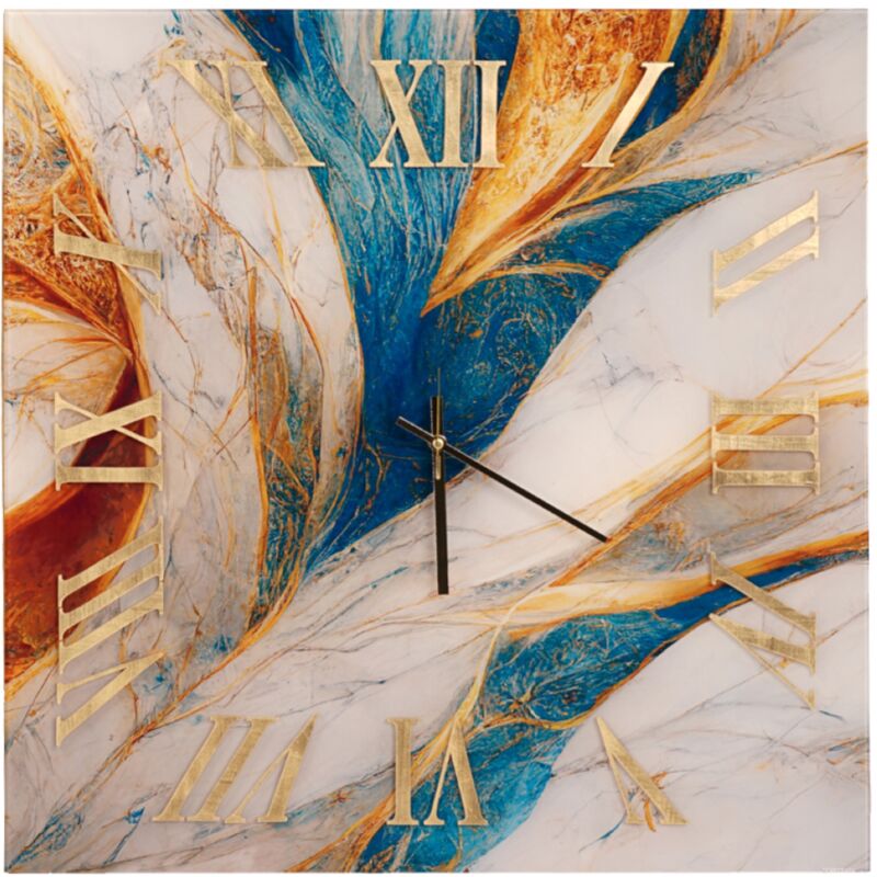 foto del prodotto liberoshopping orologio quadrato effetto marmo in vetro temperato colorato 65x65 cm chaele