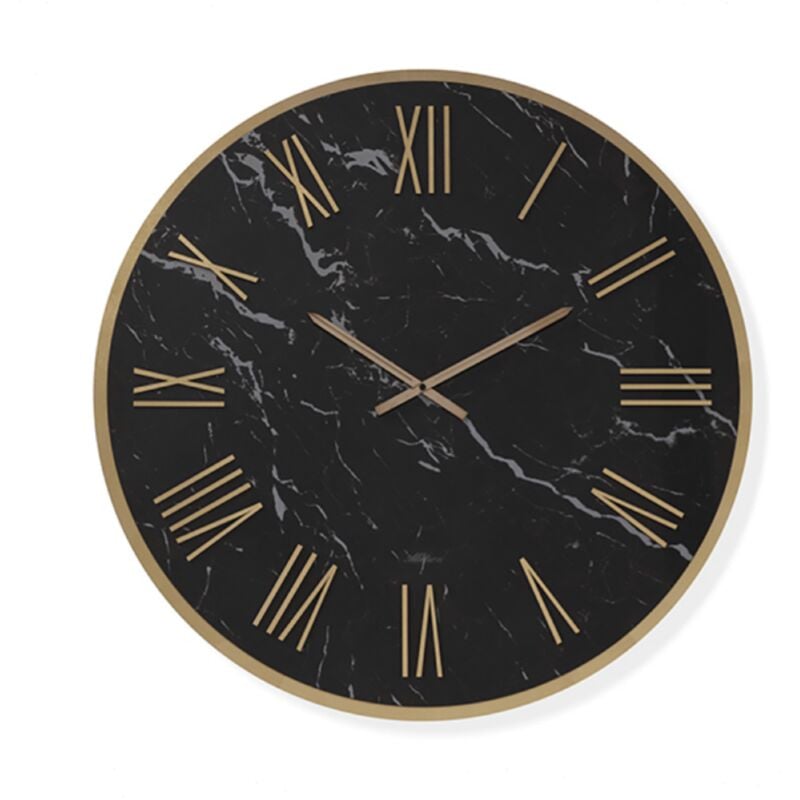 foto del prodotto liberoshopping orologio rotondo d40 cm in kerlite nero con dettagli rame blaise