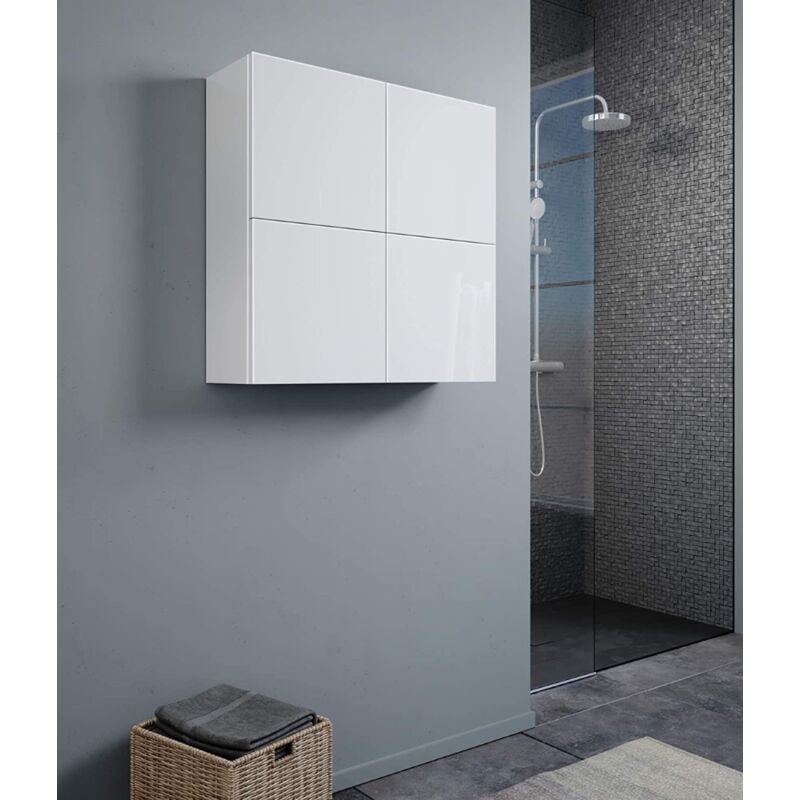 foto del prodotto liberoshopping pensile cubotto a 4 ante con apertura push pull bianco lucido