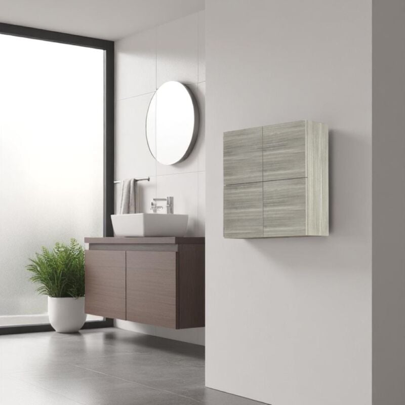 foto del prodotto liberoshopping pensile cubotto a 4 ante con apertura push pull eucalipto chiaro