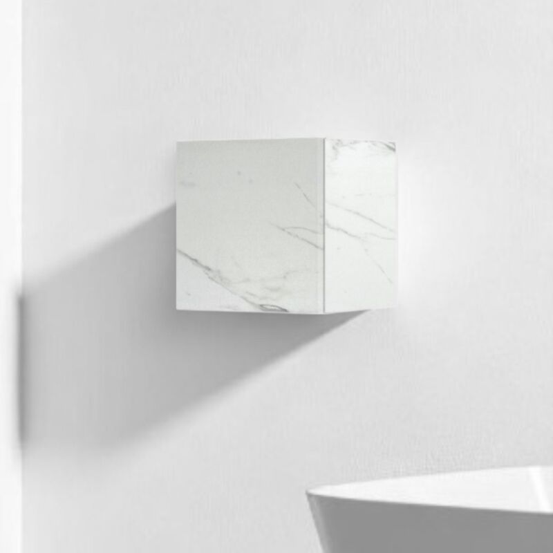 foto del prodotto liberoshopping - pensile cubotto sospeso con anta marmo bianco 30x30 cm