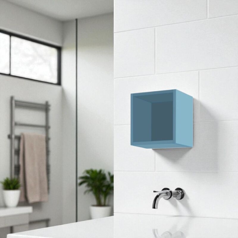 foto del prodotto liberoshopping pensile cubotto sospeso con vano a giorno azzurro opaco 30x30 cm