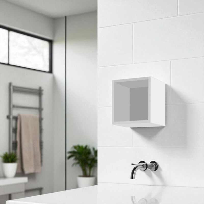 foto del prodotto liberoshopping pensile cubotto sospeso con vano a giorno bianco lucido 30x30 cm