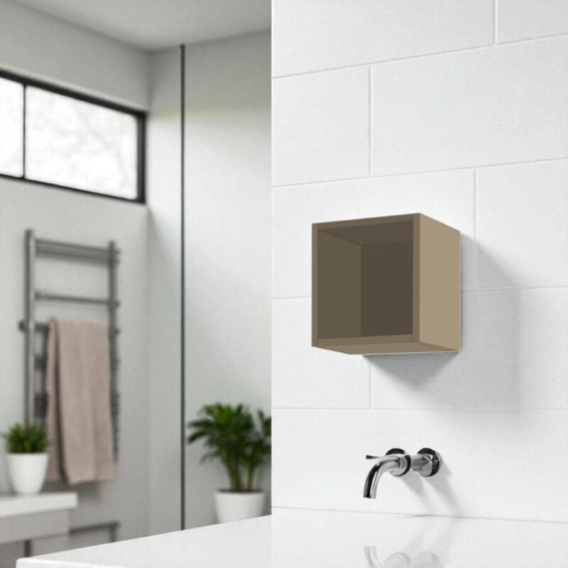 foto del prodotto liberoshopping pensile cubotto sospeso con vano a giorno tortora opaco 30x30 cm
