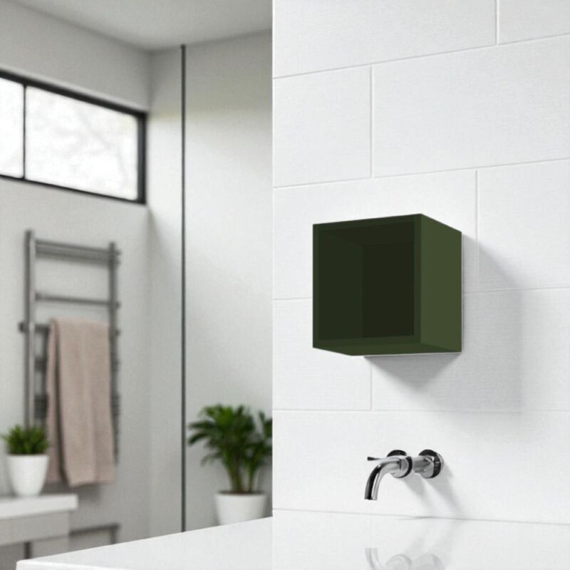 foto del prodotto liberoshopping pensile cubotto sospeso con vano a giorno verde opaco 30x30 cm