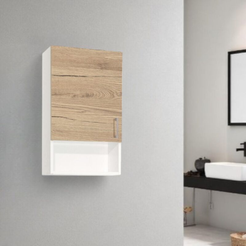 foto del prodotto liberoshopping pensile sospeso con vano a giorno e anta dx 43x22 quercia naturale