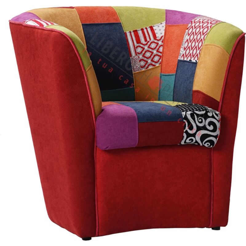 foto del prodotto liberoshopping - poltrona da camera ufficio in tessuto bordeaux patchwork cucita a mano