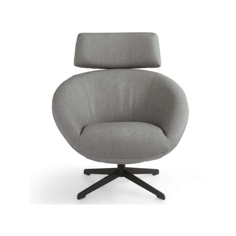 foto del prodotto liberoshopping - poltrona girevole in ecopelle con base metallo debbie grigio chiaro