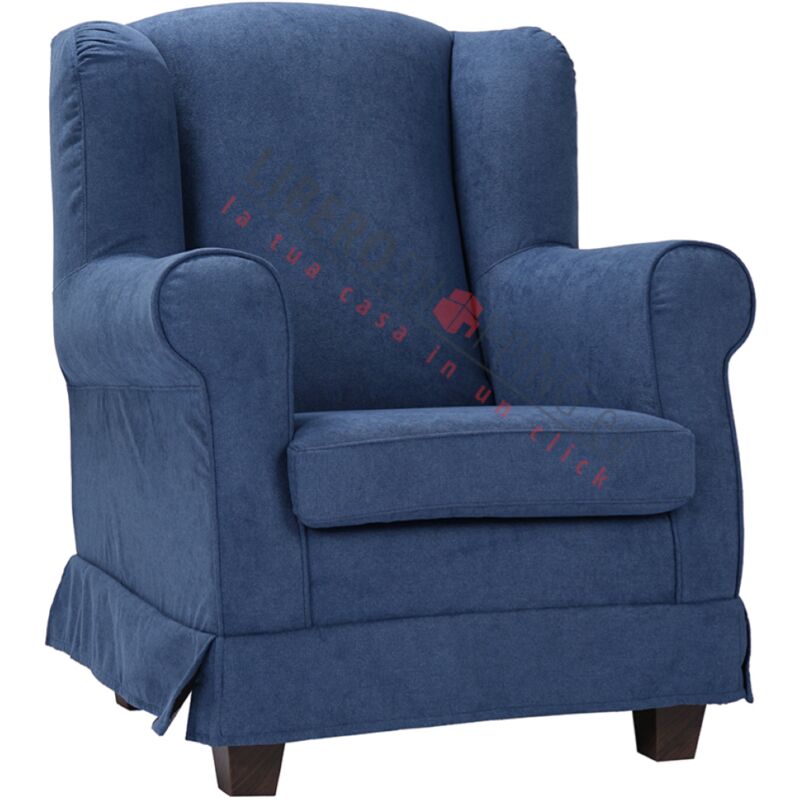 foto del prodotto liberoshopping poltrona imbottita bergere in tessuto sfoderabile blu