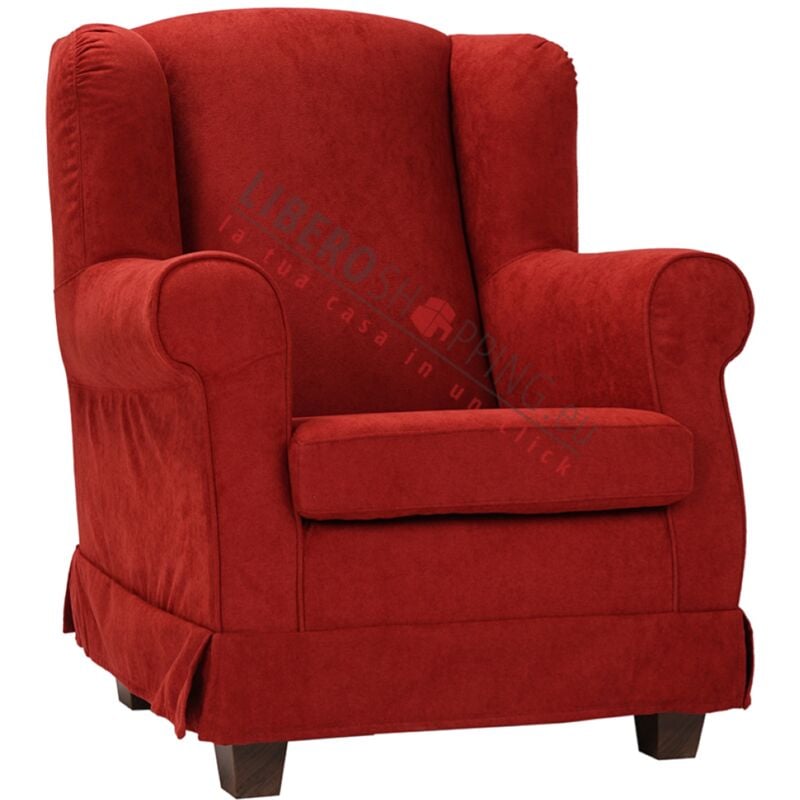 foto del prodotto liberoshopping poltrona imbottita bergere in tessuto sfoderabile bordeaux