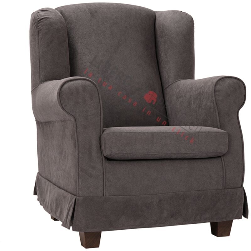 foto del prodotto liberoshopping poltrona imbottita bergere in tessuto sfoderabile grigio
