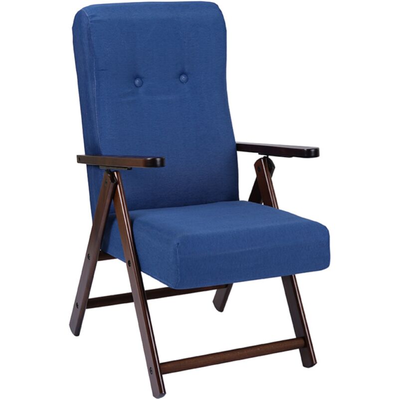 foto del prodotto liberoshopping poltrona legno reclinabile tessuto blu tinta unita molisana