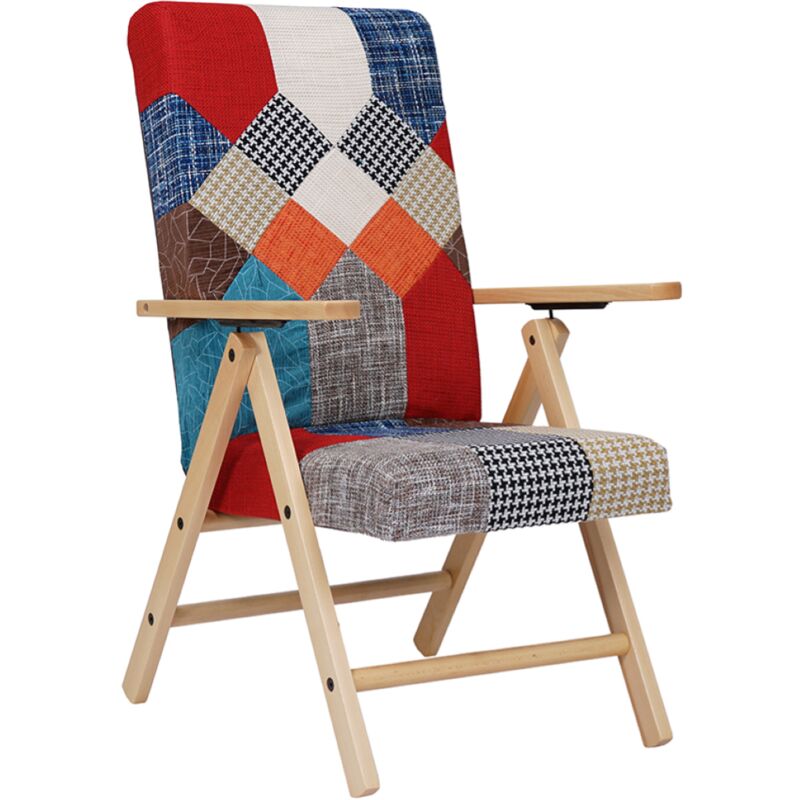 foto del prodotto liberoshopping poltrona legno reclinabile tessuto patchwork colorado molisana