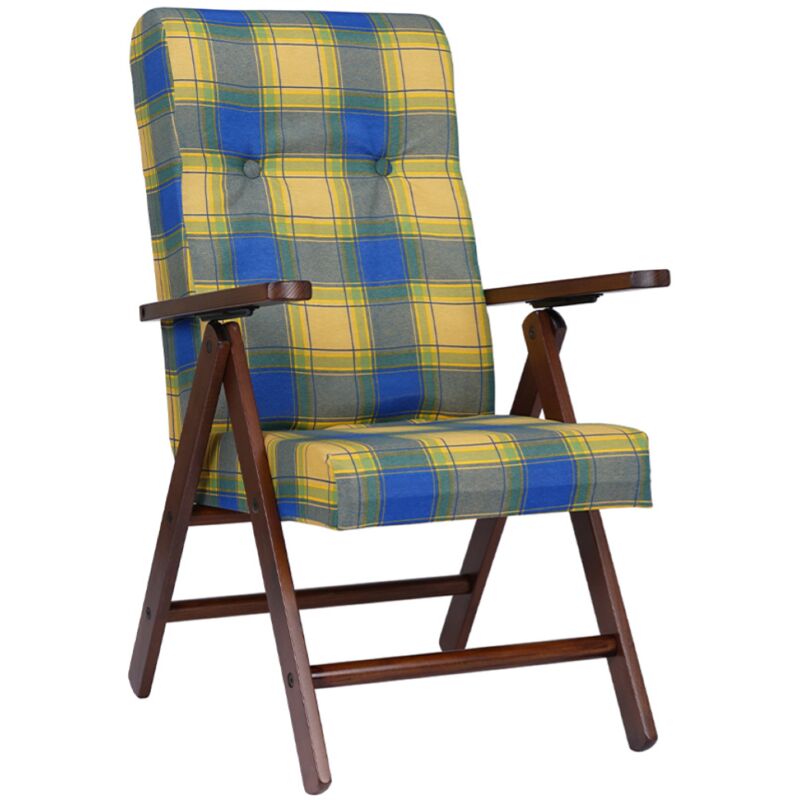 foto del prodotto liberoshopping poltrona reclinabile in legno con tessuto blu scozzese molisana