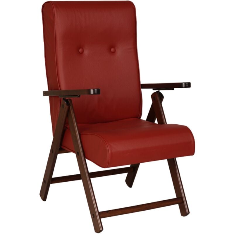 foto del prodotto liberoshopping poltrona reclinabile in legno faggio e ecopelle bordeaux molisana
