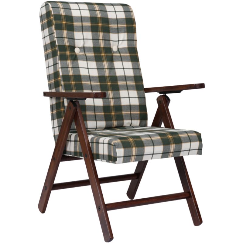 foto del prodotto liberoshopping poltrona reclinabile legno di faggio e tessuto verde quadri molisana