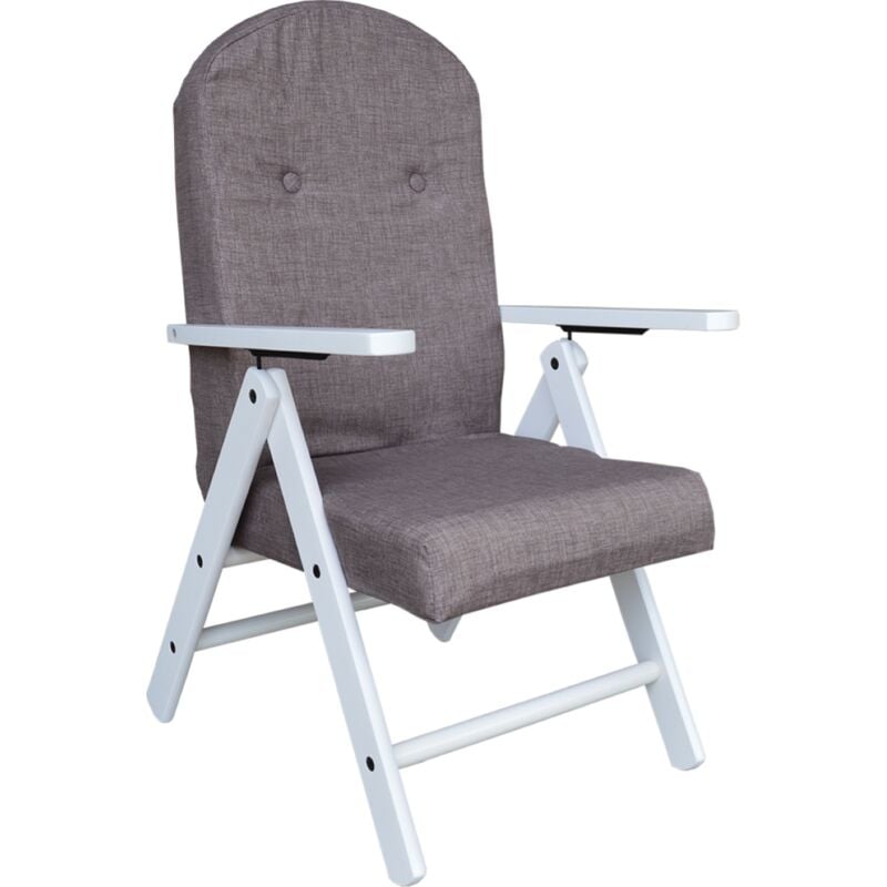 foto del prodotto liberoshopping poltrona reclinabile legno laccato bianco e tessuto grigio amalfi