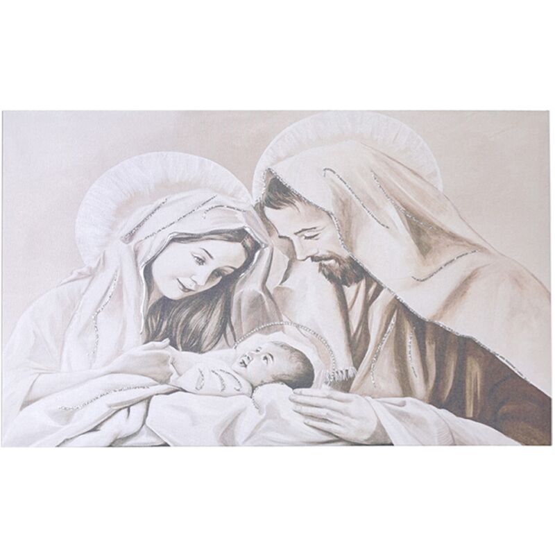 foto del prodotto liberoshopping quadro in tela 50x100 cm tema sacra famiglia con particolari a rilievo