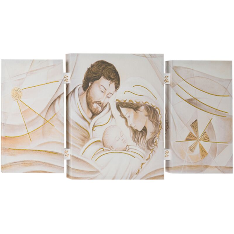 foto del prodotto liberoshopping quadro tris moderno su tela 65x146 cm telaio in legno tema sacra famiglia